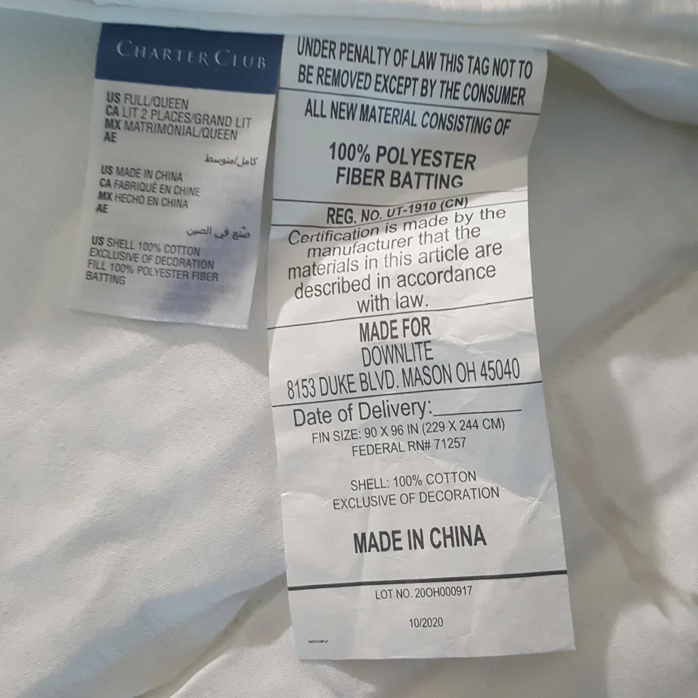 Charter Club Super Luxe Year Round Comforter FULL/QUEEN